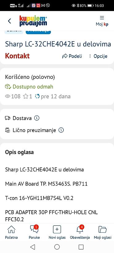 Aksesoari za TV i video: Sharp LC-32CHE4042E – delovi Rastavljen LCD TV Sharp LC-32CHE4042E na lalafo.rs — 1 Aksesoari za TV i video: Sharp LC-32CHE4042E – delovi Rastavljen LCD TV Sharp LC-32CHE4042E — 1