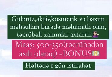 eclat parfume: Satış məsləhətçiləri. Təcrübəli. 1/1. Sabunçu r. r-nu