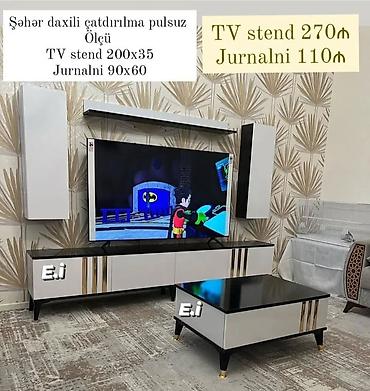 ev mebeli: TV stend və jurnallıq dəsti - Dəst tərkibi: TV stend, asma — 1