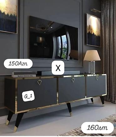 perla tv stend: TV altlığı / konsol - Ölçü: 160 sm en - Rəng: qara (mat effektli) — 1