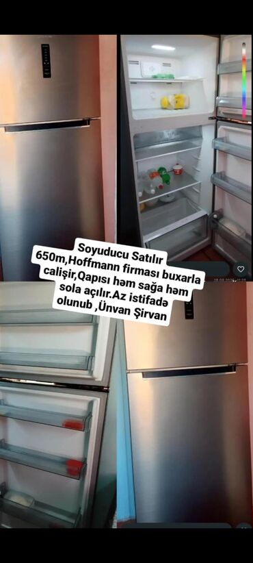 əl qurudan: Hoffmann markalı soyuducu - Rəng: gümüş (inox görünüşlü) - Üst kamera
