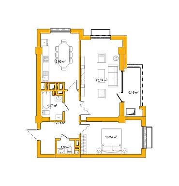 2 комнаты, 80 м², Асанбай мкр Элитка, 15 этаж, ПСО (под самоотделку)