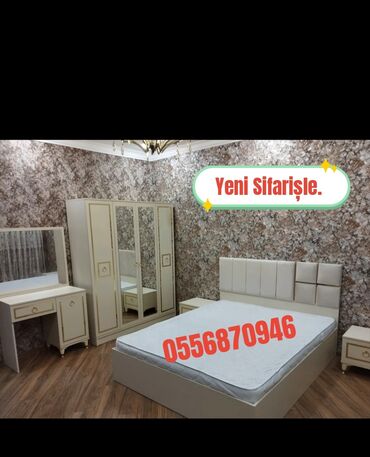 Yataq otağı dəstləri: İkinəfərlik çarpayı, 2 tumba, Dolab, Termo, Azərbaycan, Yeni — 10