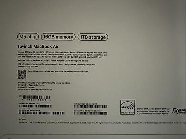 Ноутбуки и аксессуары: 15-inch MacBook Air (модель A3448) - Чип Apple M5: 10‑ядерный CPU и — 3