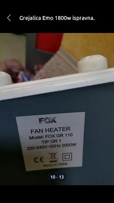 Kaloriferi: Grejalica duvaljka 2 brzine plus ventilator Fox 2000w. dobra. Veća — 4