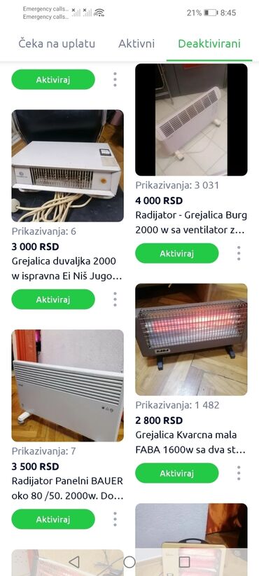 Kaloriferi: Grejalica duvaljka DELONGE 1800 w kvalitetna ispravna
 Mirjevo — 11