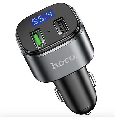 fm: Автомобильный FM‑трансмиттер Hoco E67 с быстрой зарядкой QC3.0 - — 2
