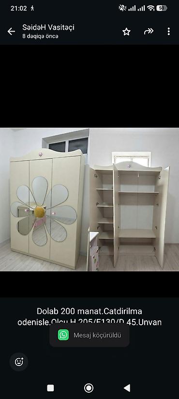 Dolab 200 manat.Catdirilma odenisle.Olcu H 205/E130/D 45.Unvan