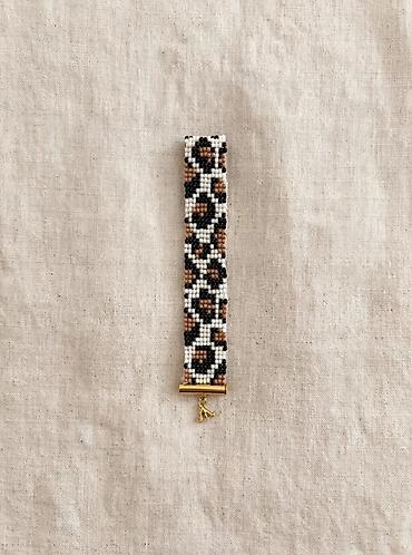 Bilərziklər: Şüşə muncuqdan toxunmuş qolbaq – leopard naxışlı - Material: xırda — 2