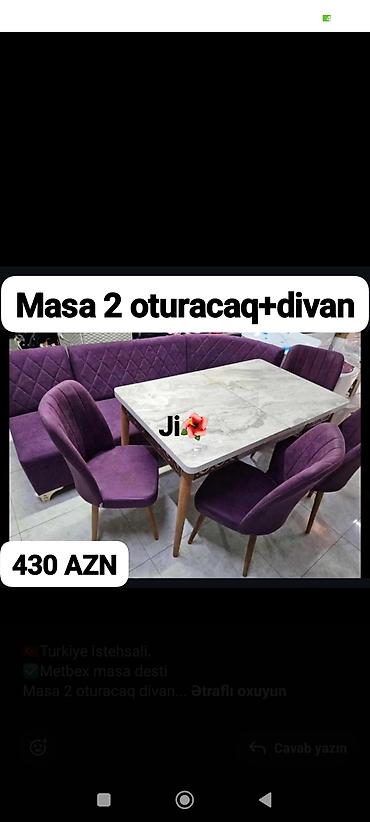 divan 150: Mətbəx masa dəsti – Türkiyə istehsalı. Dəst tərkibi: - Masa - 2 ədəd — 3