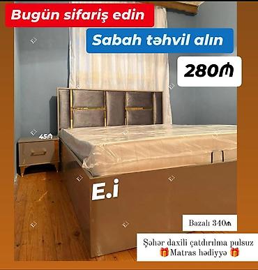 2 el: Yataq dəsti – müasir dizayn - Rəng: bej/qızılı detallar - Başlıq — 1