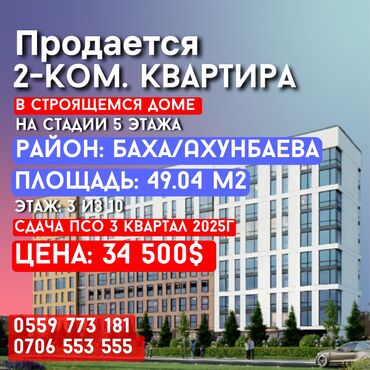 Продажа квартир: 2 комнаты, 49 м², 3 этаж, ПСО (под самоотделку)