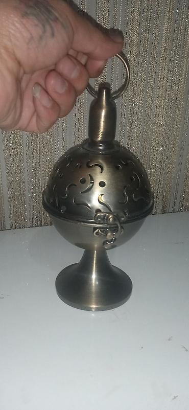 şamdan: Metal tütsü qabı (buhurdan) – şamdan ayaqlı, qapaqlı model - Material — 3