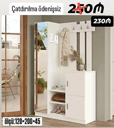 шкаф в прихожую: Dəhliz üçün çoxfunksiyalı giriş dolabı və asılqan sistemi. - Rəng: ağ — 1