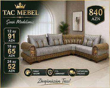 kunc divanlar 2019: Tac Mebel künc divanları – şəxsi modellər - Elegant dizaynlı L — 2