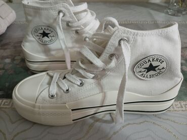 женские кеды vans authentic: Ağ rəngli kanvas hündürboğaz idman ayaqqabısı - Material: nəfəsalan