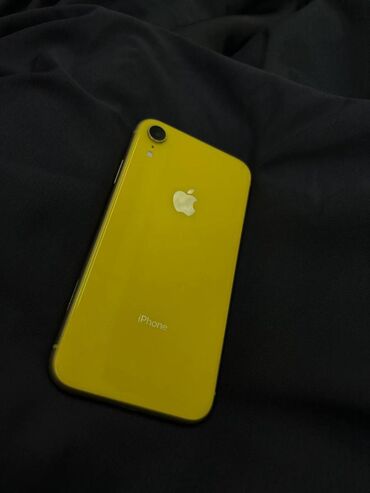 телефон вйфон: IPhone Xr, Б/у, 128 ГБ, Желтый, Чехол, 78 %