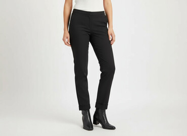 spodnie ze ściągaczem na dole: Material trousers for women, size S
