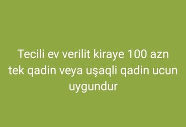 gencede sutkaliq kiraye evler: 40 kv. m, 1 otaqlı, Kombi, Qaz, İşıq