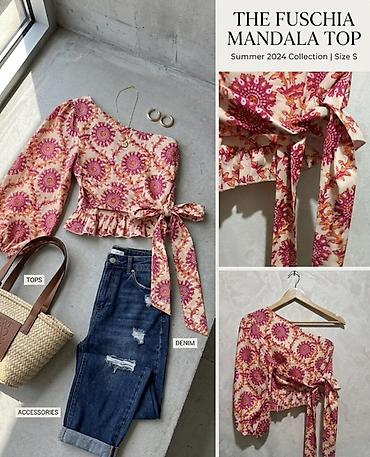 pull bear: Топ The Fuschia Mandala Top новый - Коллекция: Summer 2025 - Размер — 1