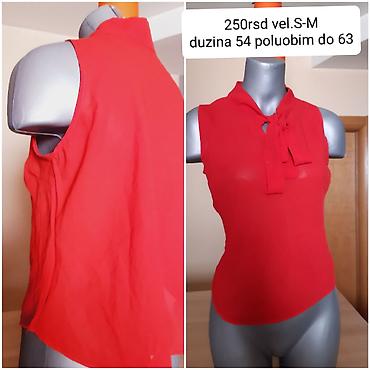 second hand valjevo: Crvena bezrukavna bluza sa mašnom na kragni. - Veličina: S–M - — 1