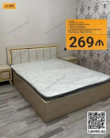 Ev üçün mebel: Məhsul: Yataq çarpayısı (Kod: 12065) - Ölçü: 160 × 200 sm - Mexanizm — 1