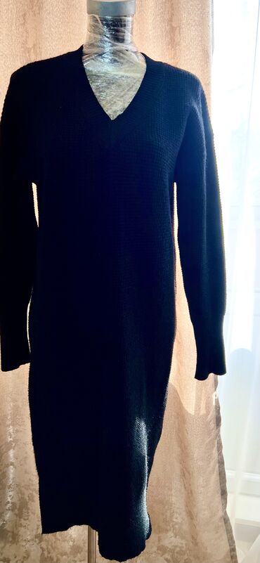 длинное трикотажное платье в пол: Повседневное платье, Турция, Зима, Длинная модель, Прямое, L