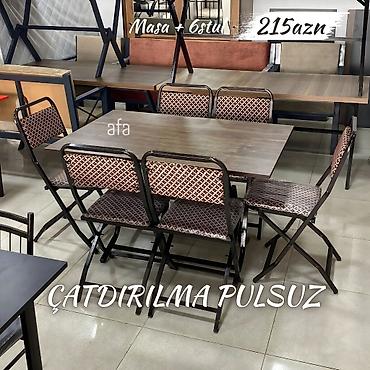 kafe stul: Restoran, kafe, bağ, mətbəx və s üçün masa destleri qiymətlər üzərində — 6
