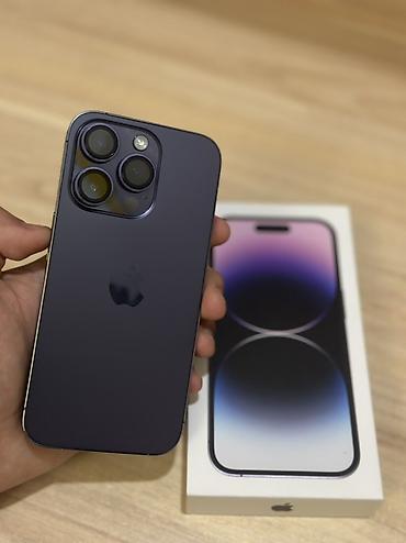 Apple iPhone: IPhone 14 Pro, Б/у, 256 ГБ, Deep Purple, Защитное стекло, Чехол, Коробка, 74 % — 1