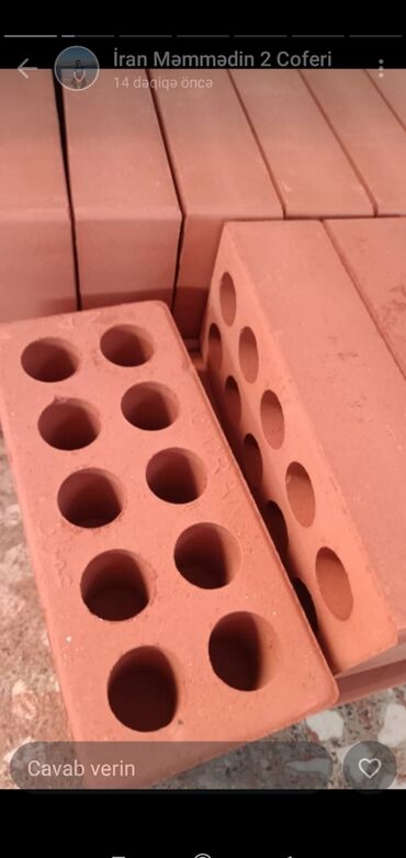 Kərpiclər: Oda davamlı, hər növdə hər ölçüdə istənilən rəngdə kərpiclər. içi — 10