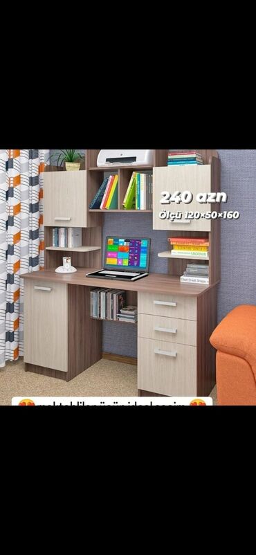 Uşaq masaları: Oğlan və qız üçün, Yeni, Siyirməsiz, Yazı masası, Stulsuz — 2