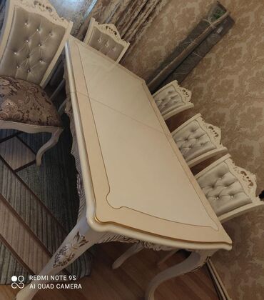 stol balaca: Для гостиной, Б/у, Прямоугольный стол, 6 стульев