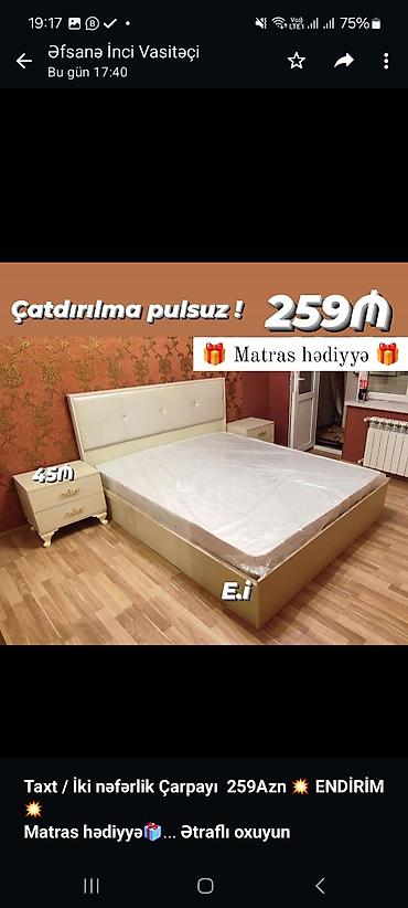 taxt dosəyi: *Taxt / İki nəfərlik Çarpayı 259Azn 💥 ENDİRİM💥* *Matras hədiyyə🎁* — 1