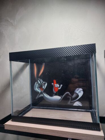 Akvariumlar: Şüşə akvarium – dekorativ fonlu modellər ölçü 30×25×15 Məhsul təsviri — 3