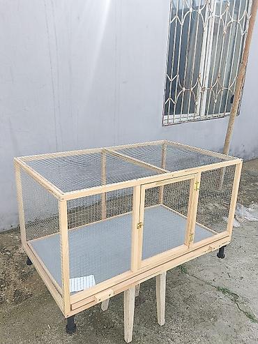 mal inək: Taxta karkaslı, metal torlu geniş heyvan qəfəsi - Material: təbii — 4