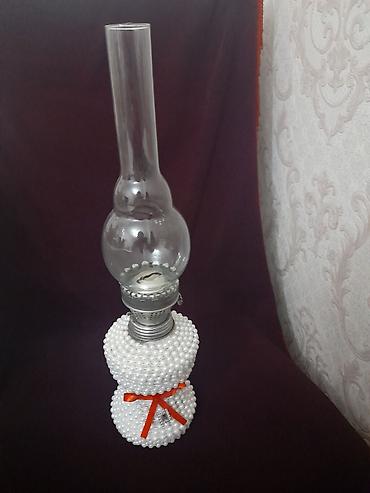 Dekorativ kerosin lampa - Klassik şüşə çəmənlikli (şüşə baca) kerosin