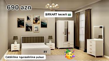 spalni kravat: Yataq otağı mebeli termo tumba iki nəfərlik çarpayı güzgülü dolab yeni — 1