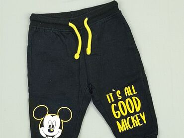 legginsy czarne elastyczne: Spodnie dresowe, Disney, 6-9 m, stan - Dobry