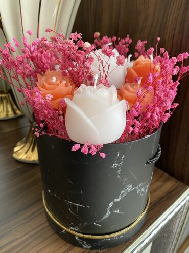 şokoladlı gül buketi: Qızıl gül buket şamdan ətirli əl işidir🌹🕯️