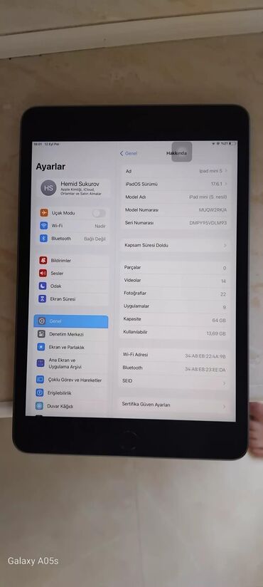 wifi paylayıcı: İşlənmiş Apple iPad mini 5 (2019), 8,4", 64 GB, Ünvandan götürmə