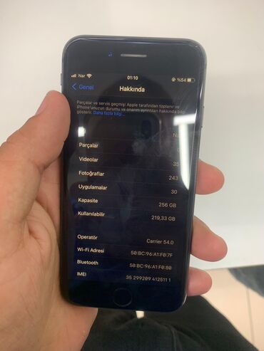 Apple iPhone: IPhone 8, 256 GB, Space Gray, Zəmanət, Barmaq izi, Simsiz şarj