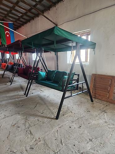 Metall karkaslı bağ yelləncəyi – günlük tente və yastıqlarla Məhsulun