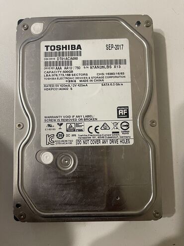 Жесткие диски, переносные винчестеры: Накопитель, Б/у, Toshiba, HDD, 512 ГБ, 3.5", Для ПК