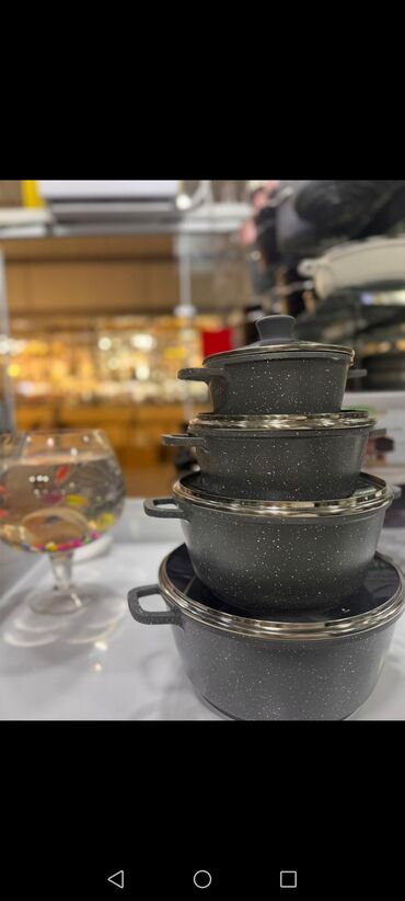 Tava-qazan dəstləri: Qazan, rəng - Gümüşü, Paslanmayan polad, Türkiyə — 19