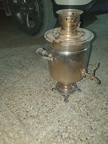 odun samavarı: Klassik kömürlü/odunlu samovar - Material: metal korpus, pirinç tonlu — 2