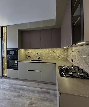 kreditle divan kreslo: Müasir dizaynlı “L” formalı mətbəx mebeli komplekti - Minimalist — 2