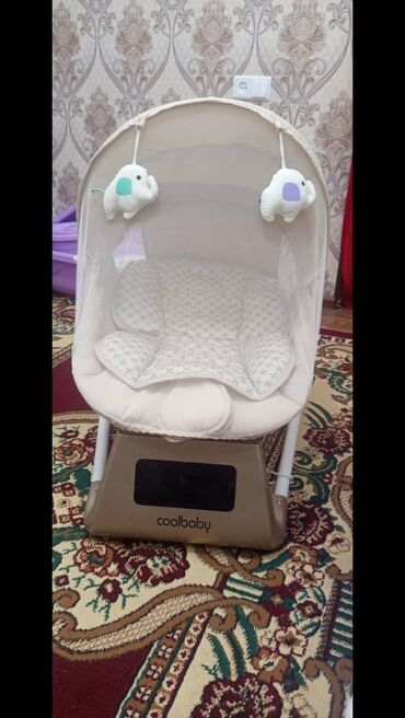 детская кровать с качалкой: Люлька, Термелүүчү, Металл, түсү - Саргыч боз