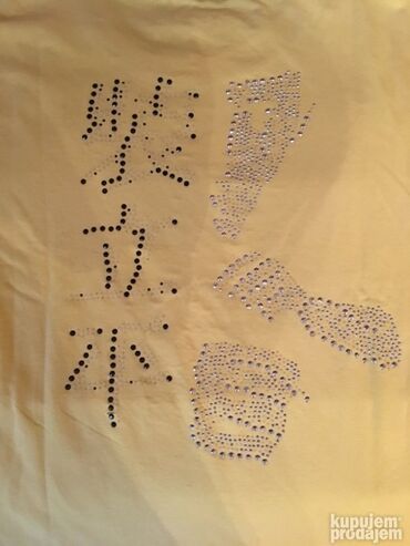 Majice kratkih rukava: Original majca De Puta Madre žute boje sa cirkonima. Dužina majce — 10