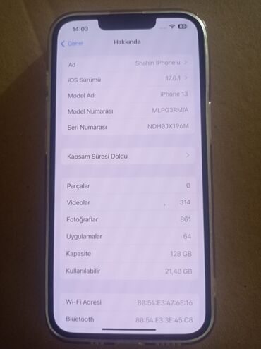 iphone şarj: IPhone 13, 128 GB, Starlight, Simsiz şarj, Face ID