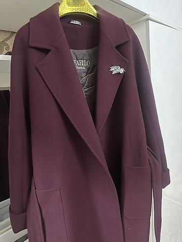деловое: Бордовое женское пальто Seabilo (Istanbul) - Фасон: прямое, без — 2